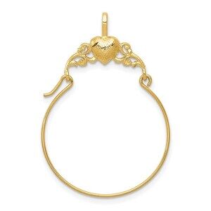 Million Charms 14k Yellow Gold Polished Heart Charm Holder Pendant